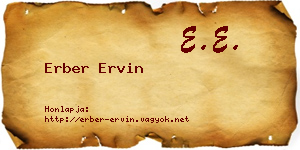Erber Ervin névjegykártya